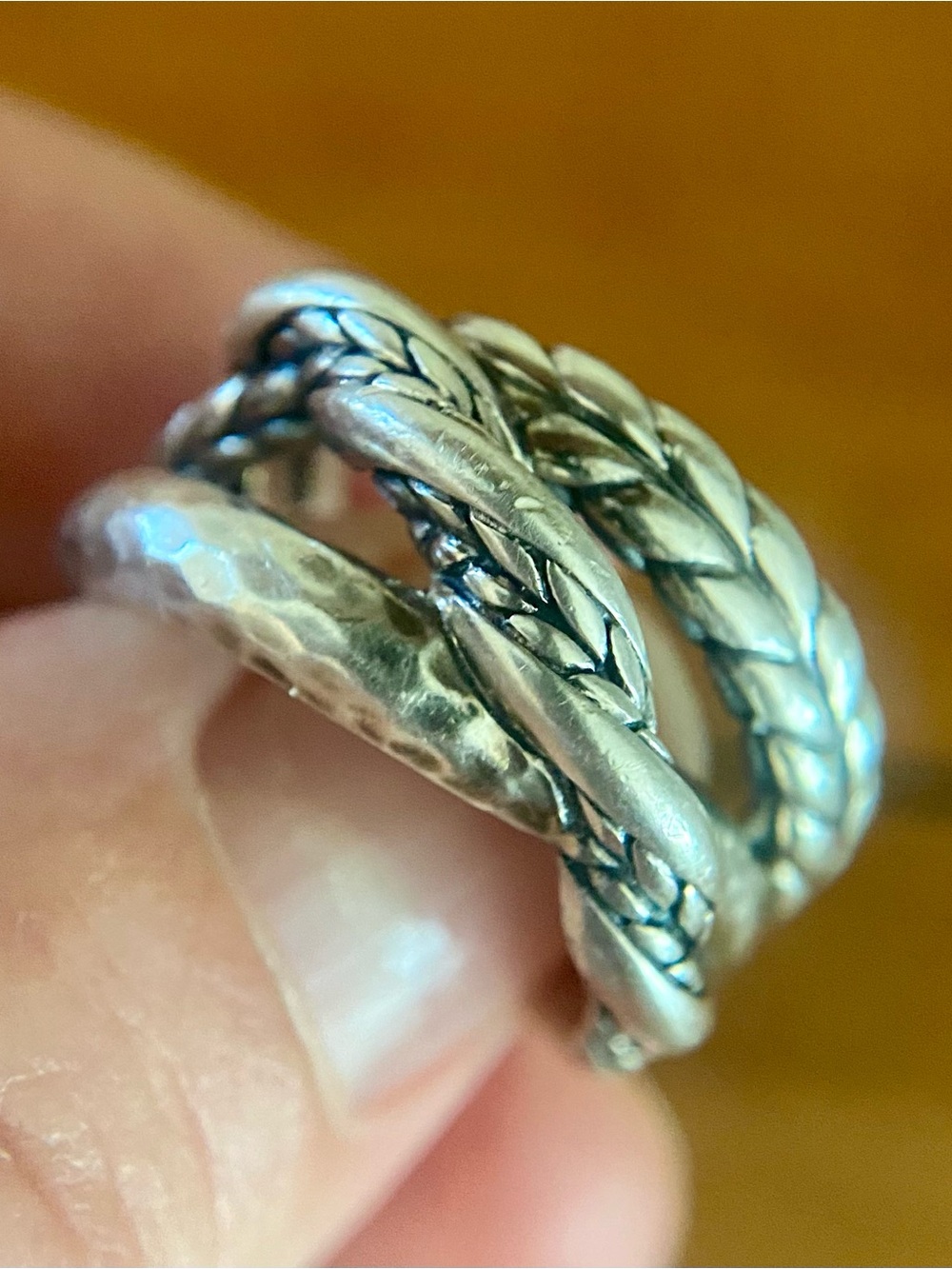 John Hardy JAI Sterling Silver Triple Crossover Ring Size 7